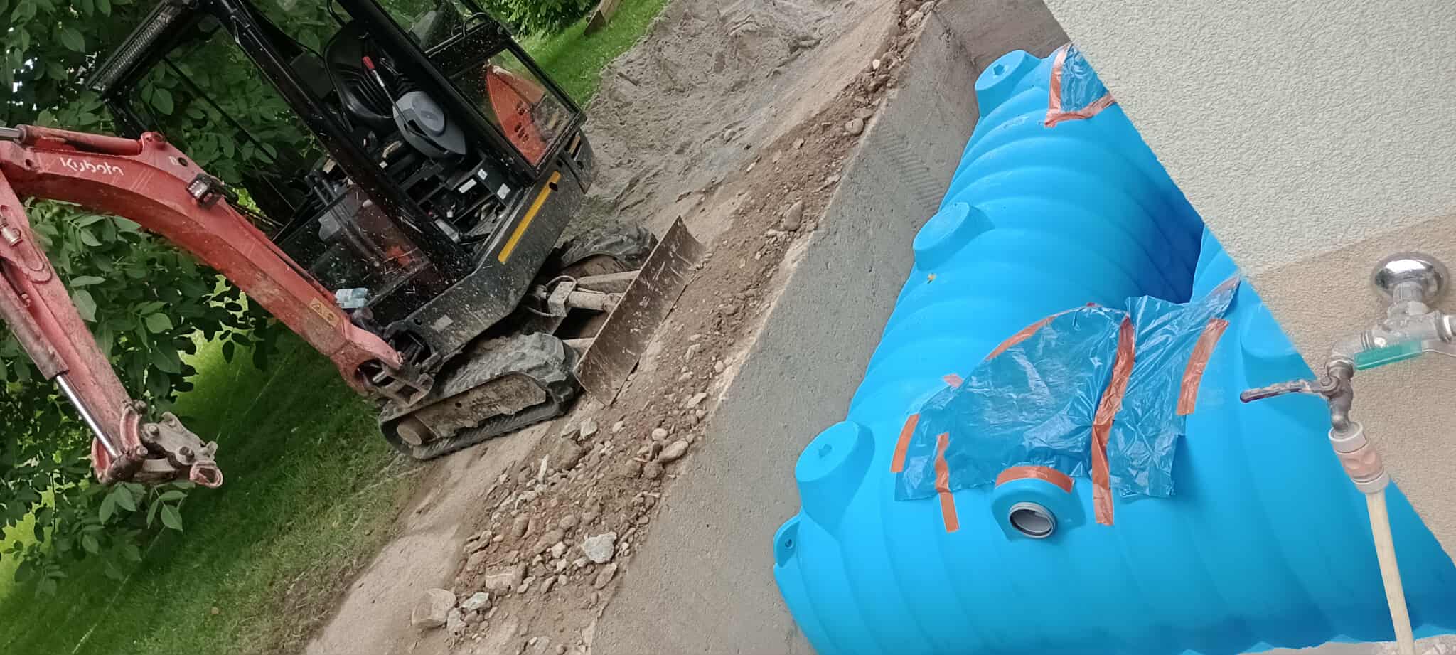 Wykopy pod zbiorniki na deszczówkę Myślenice